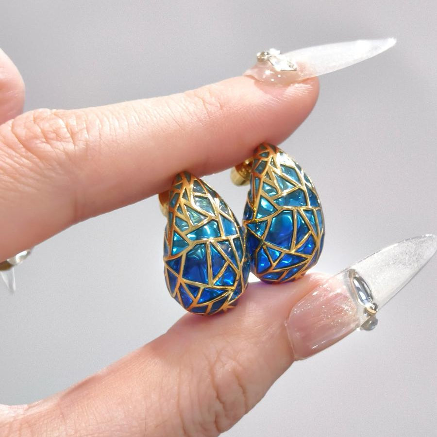 Skyfall Tear Drop Enamel Earrings: Sapphire Rain Enamel Earrings & Elegant Gifts For Her