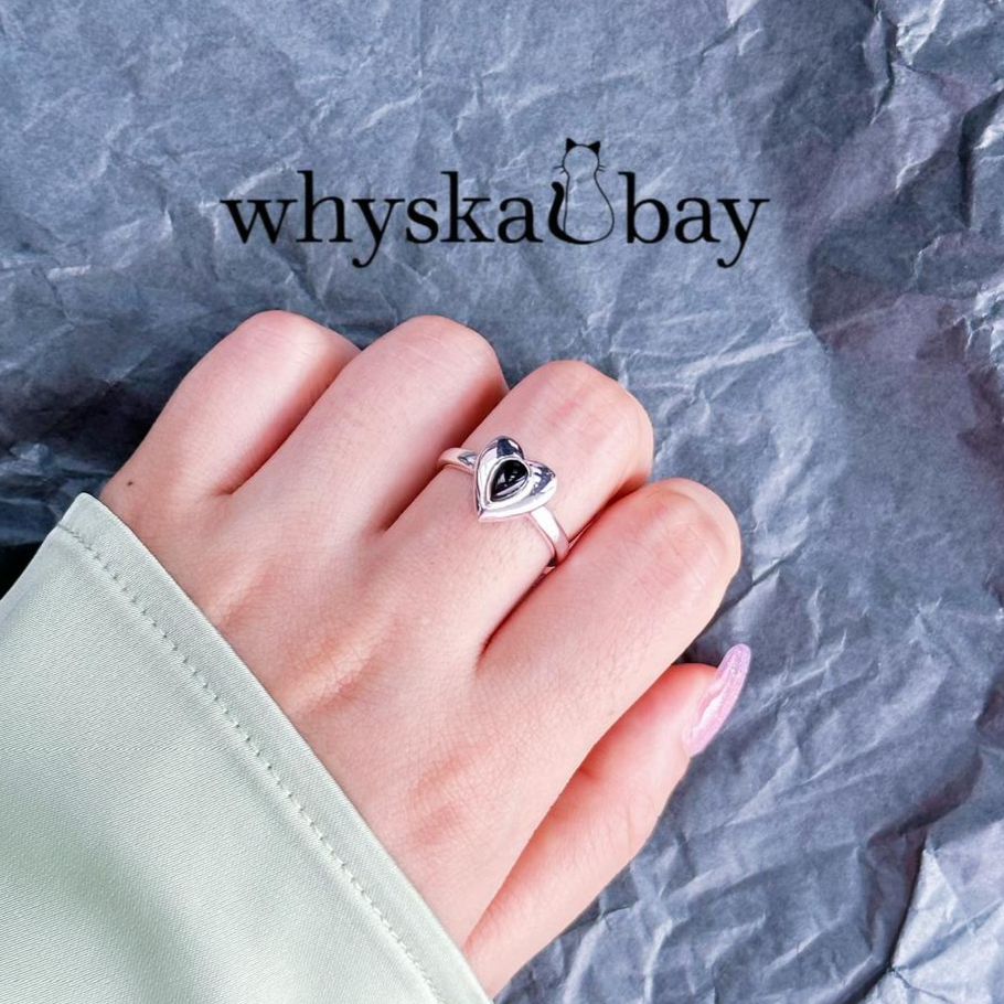 Black Agate Heart Gold Rings: Adjustable & Gemstone Rings