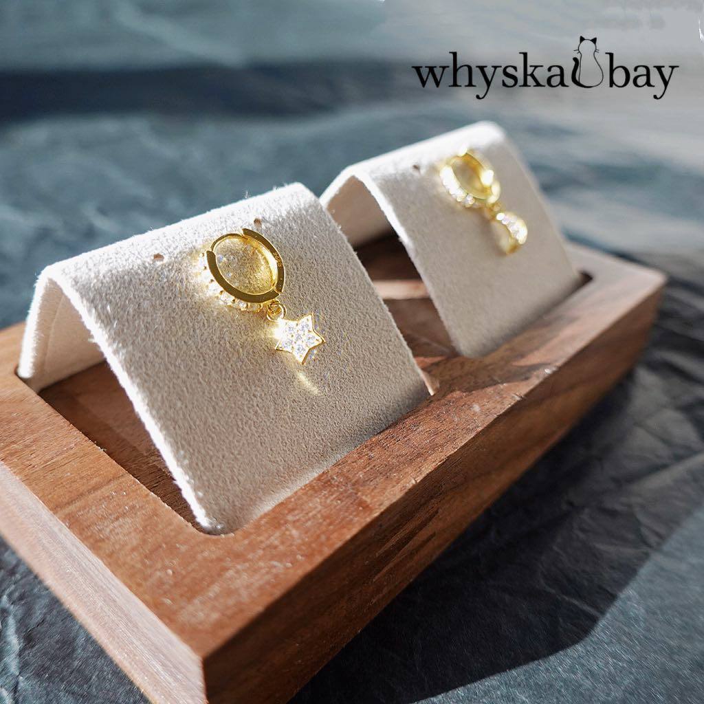 Sparkle with Dainty Star & Moon Diamond Hoops: 18k Gold & Silver Magic