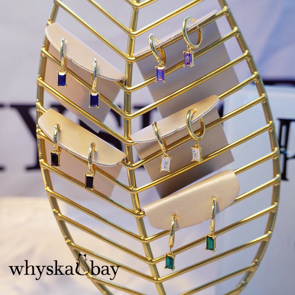 Charlotte’s Simple Drop Earrings: Vibrant Cubic Zirconia & 18K Gold Plated Hoops