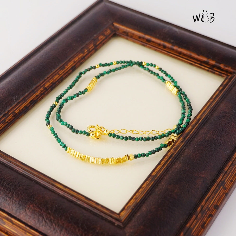 Malachite & Gold Beaded Necklace: Elegant Protection Gemstone