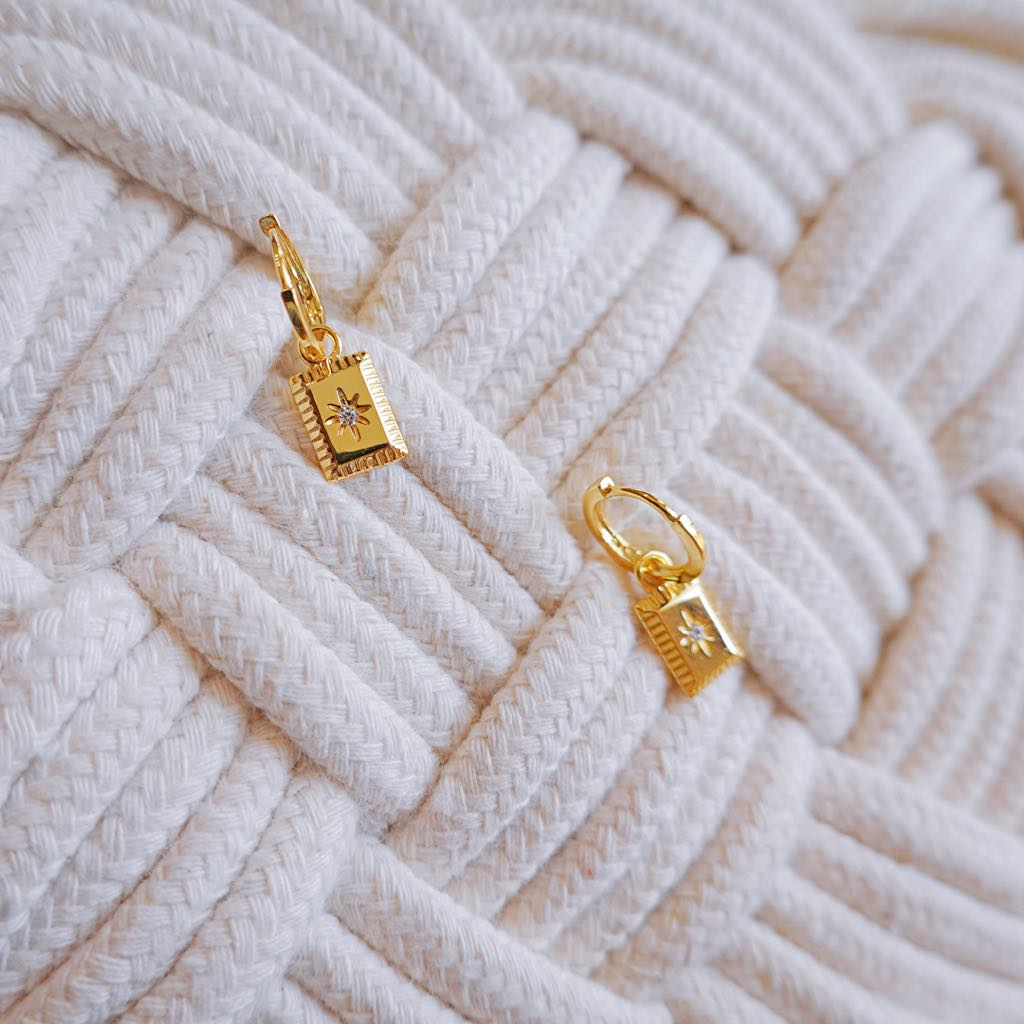 North Star Square Earrings: Petite Hoop Earrings & Gifts For Her
