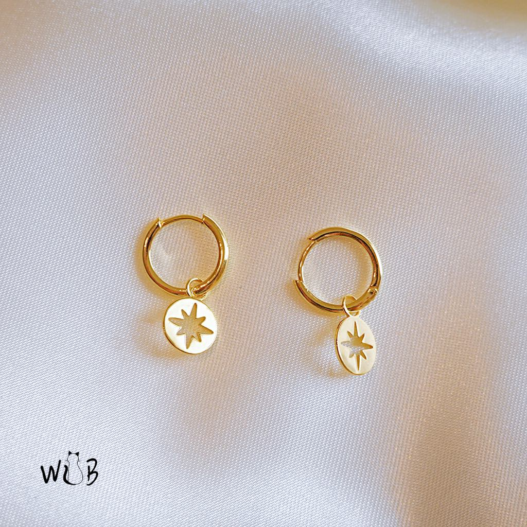 North Star Hoop Earrings: Simple Star Earrings & Circle Drop Earrings