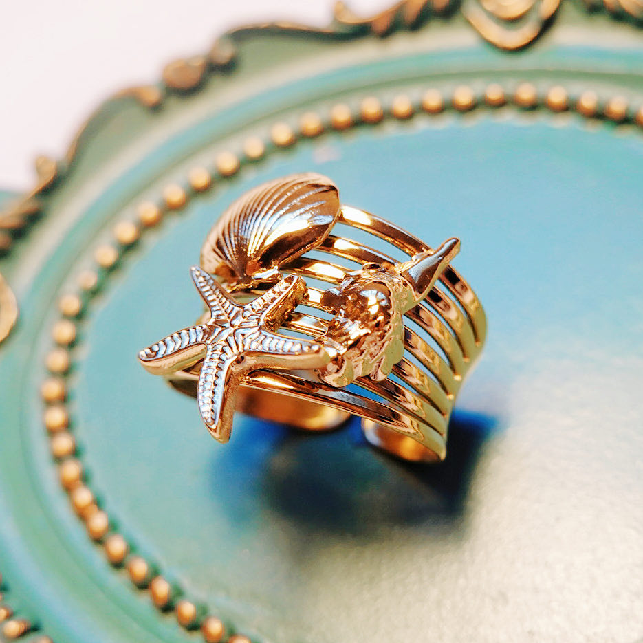 Ocean's Love Gold Ring: Adjustable Rings