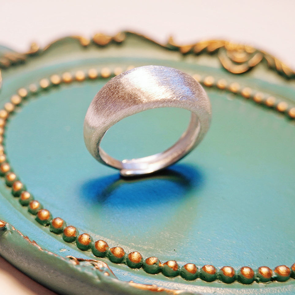 Silver Frosted Thick Ring: Adjustable Rings