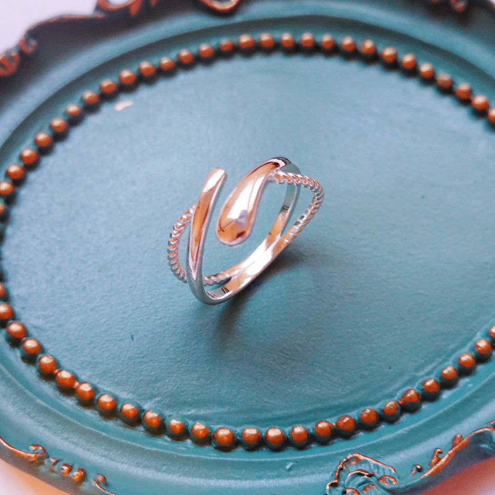 Simple Snake Silver Ring: Thin Band & Adjustable Rings