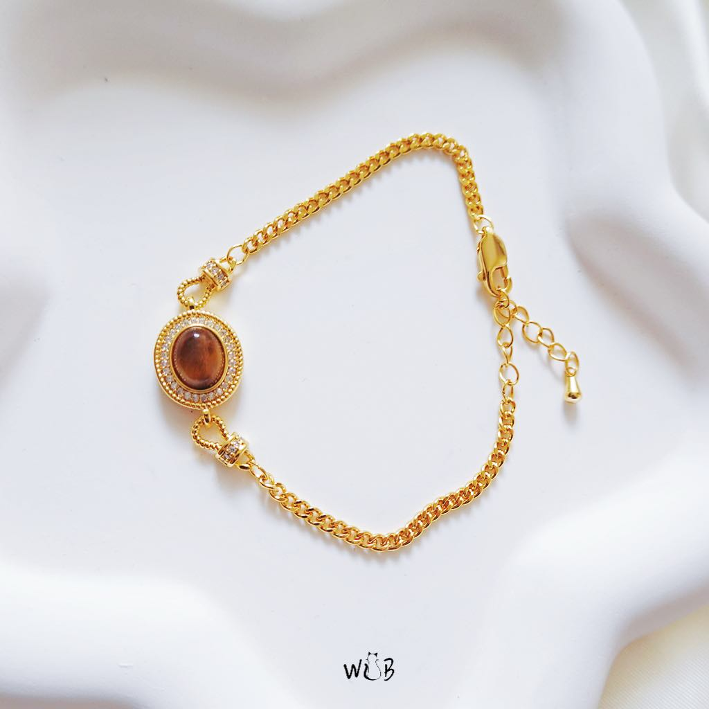 Diamond Tiger's Eye Gemstone Bracelet