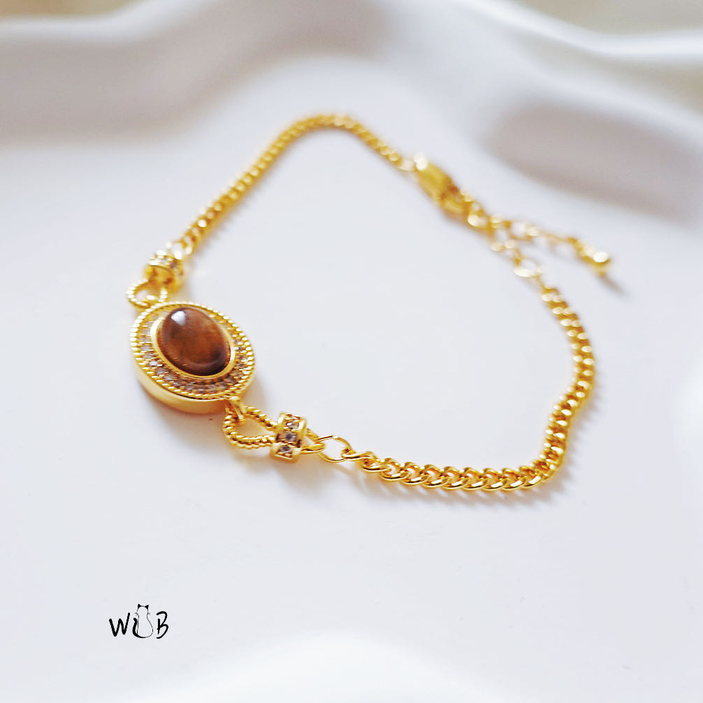 Diamond Tiger's Eye Gemstone Bracelet