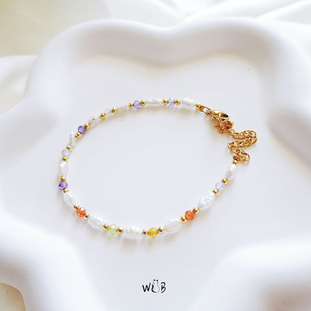 Romantic Tiny Baroque Pearl Rainbow Bracelet