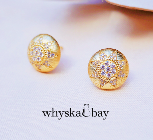 Sunny Blossom: Sunflower Crystal Stud Earrings