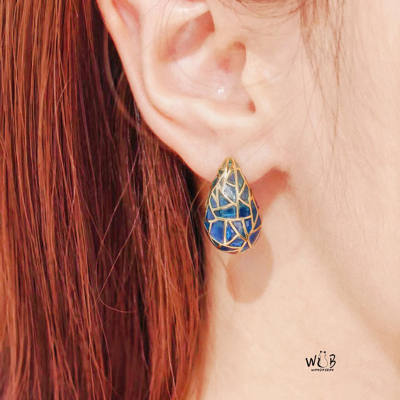 Skyfall Tear Drop Enamel Earrings: Sapphire Rain Enamel Earrings & Elegant Gifts For Her