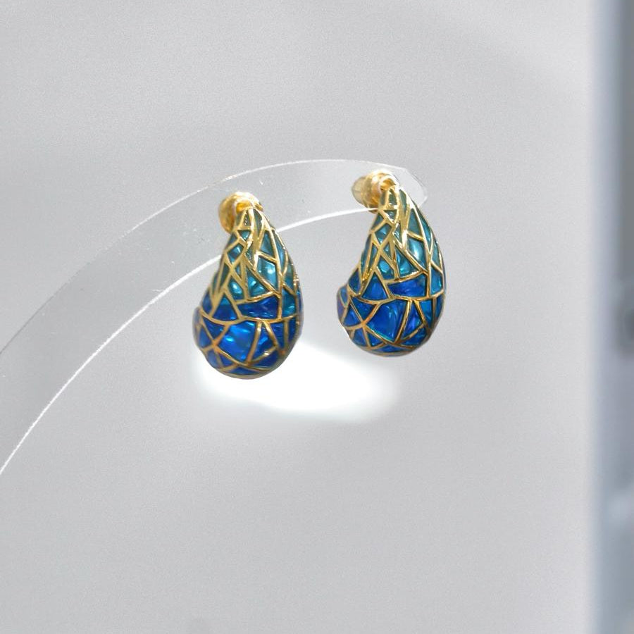 Skyfall Tear Drop Enamel Earrings: Sapphire Rain Enamel Earrings & Elegant Gifts For Her