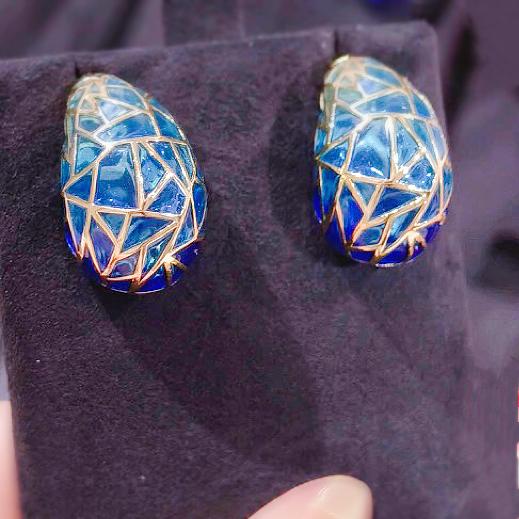 Skyfall Tear Drop Enamel Earrings: Sapphire Rain Enamel Earrings & Elegant Gifts For Her