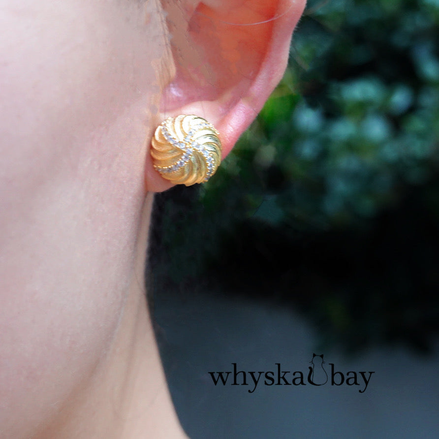 Elegance Daily: Spiral Spark Studs & Luxe 18K Gold Plated