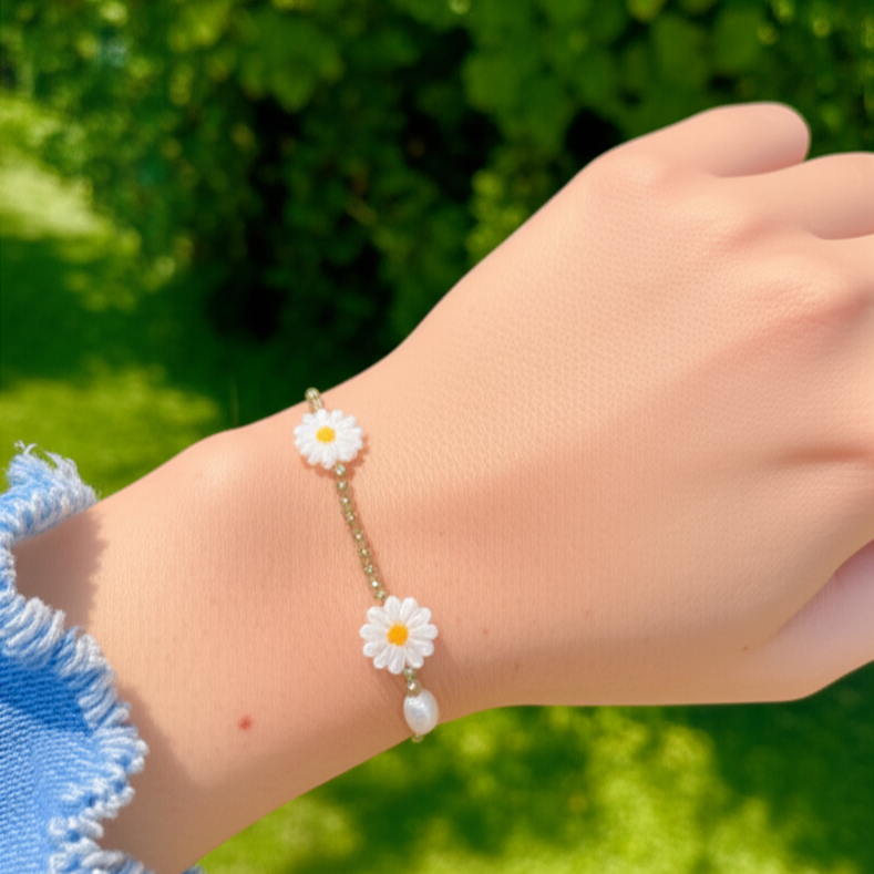 Tiny Pearl Green Gemstone Bracelet: Natural Gemstone Petite Bracelet