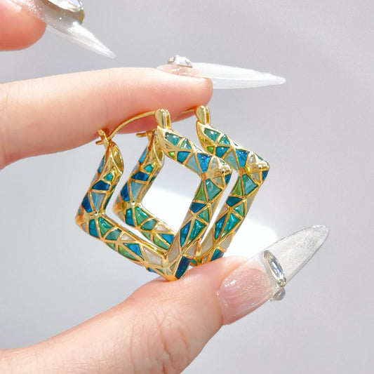 Square Enamel Earrings: Handcrafted Gifts For You