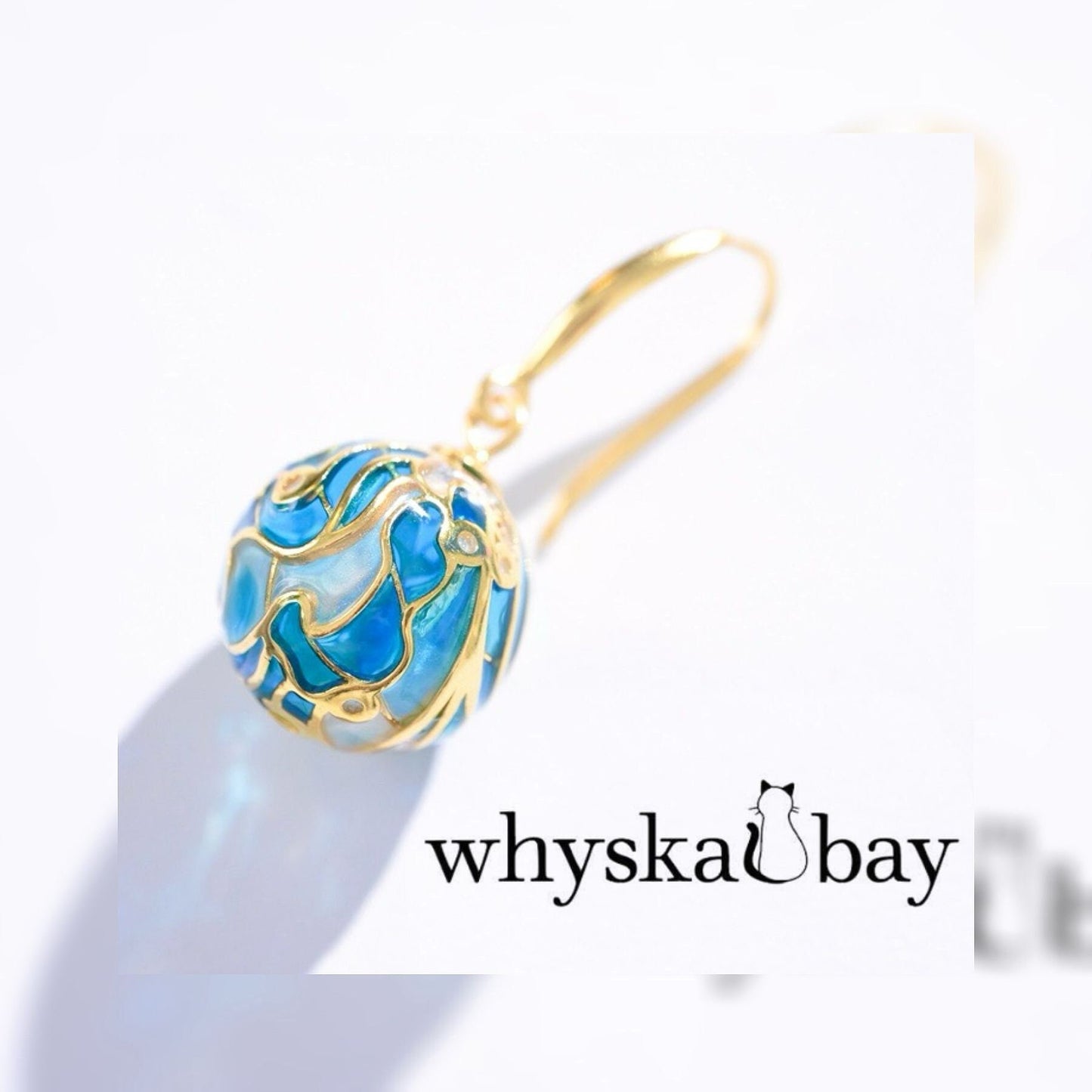 Tidal Wave: Blue Ball Enamel Earrings