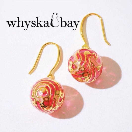 Sunrise Inferno: Red Ball Enamel Earrings