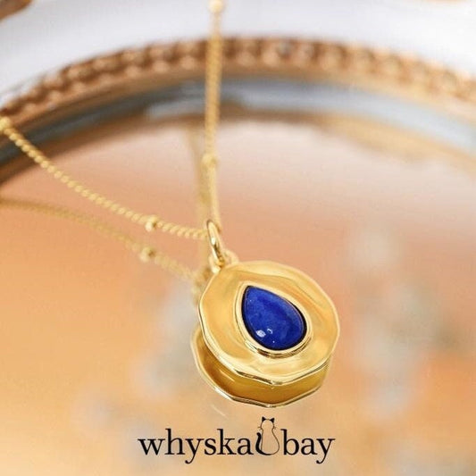 Ocean’s Drop: Elegant Pear-Shaped Lapis Necklace • Minimalist Boho Pendant • Perfect Anniversary Gift