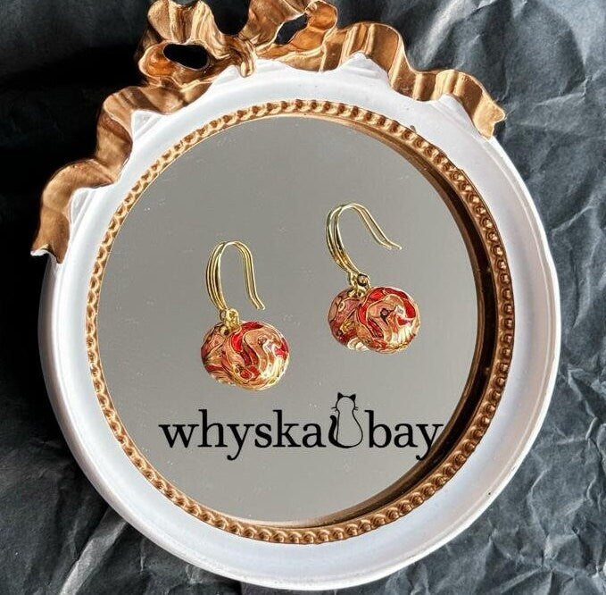 Sunrise Inferno: Red Ball Enamel Earrings