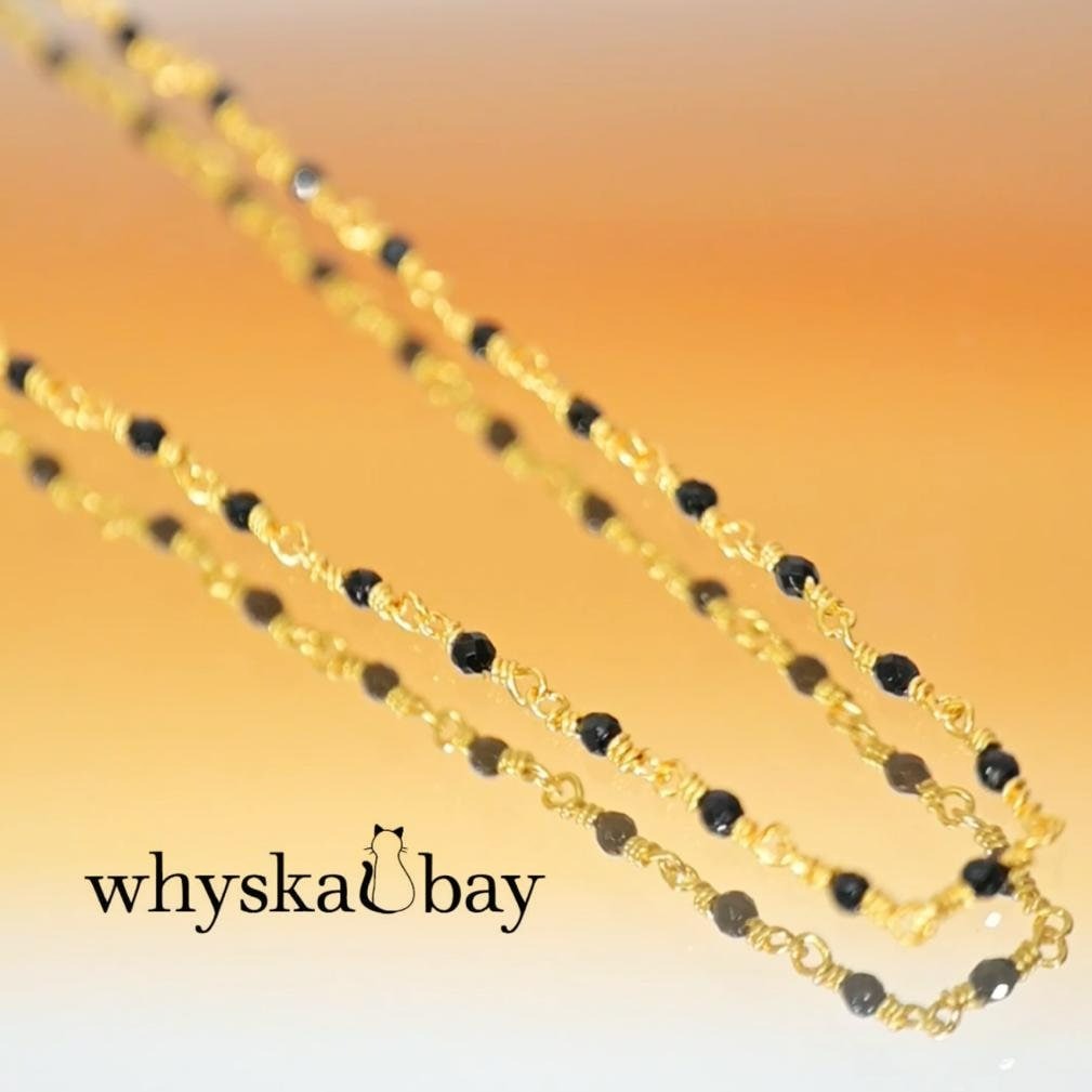 Black Onyx Bead Gold Minimalist Necklaces