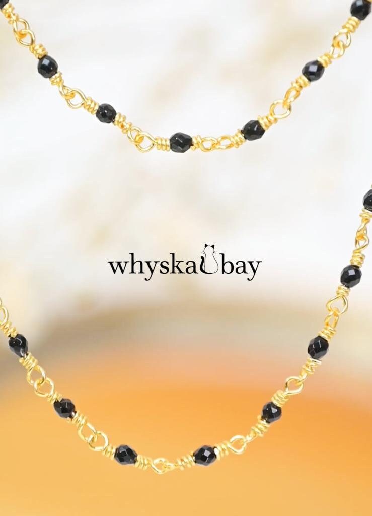 Black Onyx Bead Gold Minimalist Necklaces