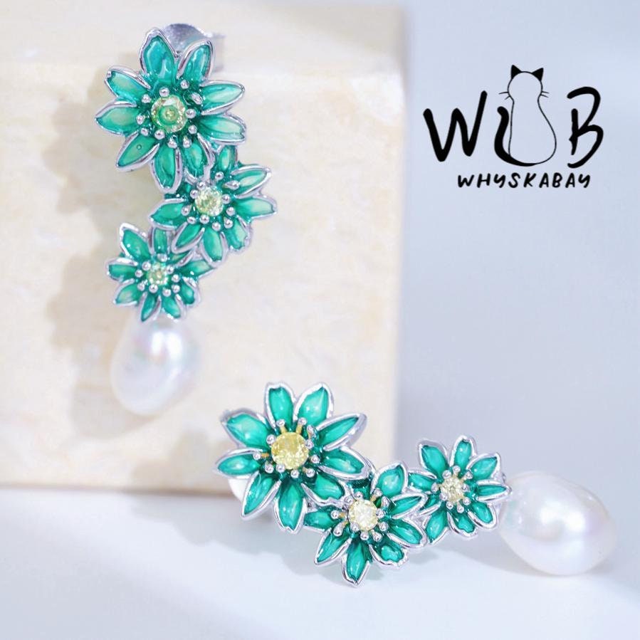 Spring Awakening: Enamel Daisy Topaz Earring