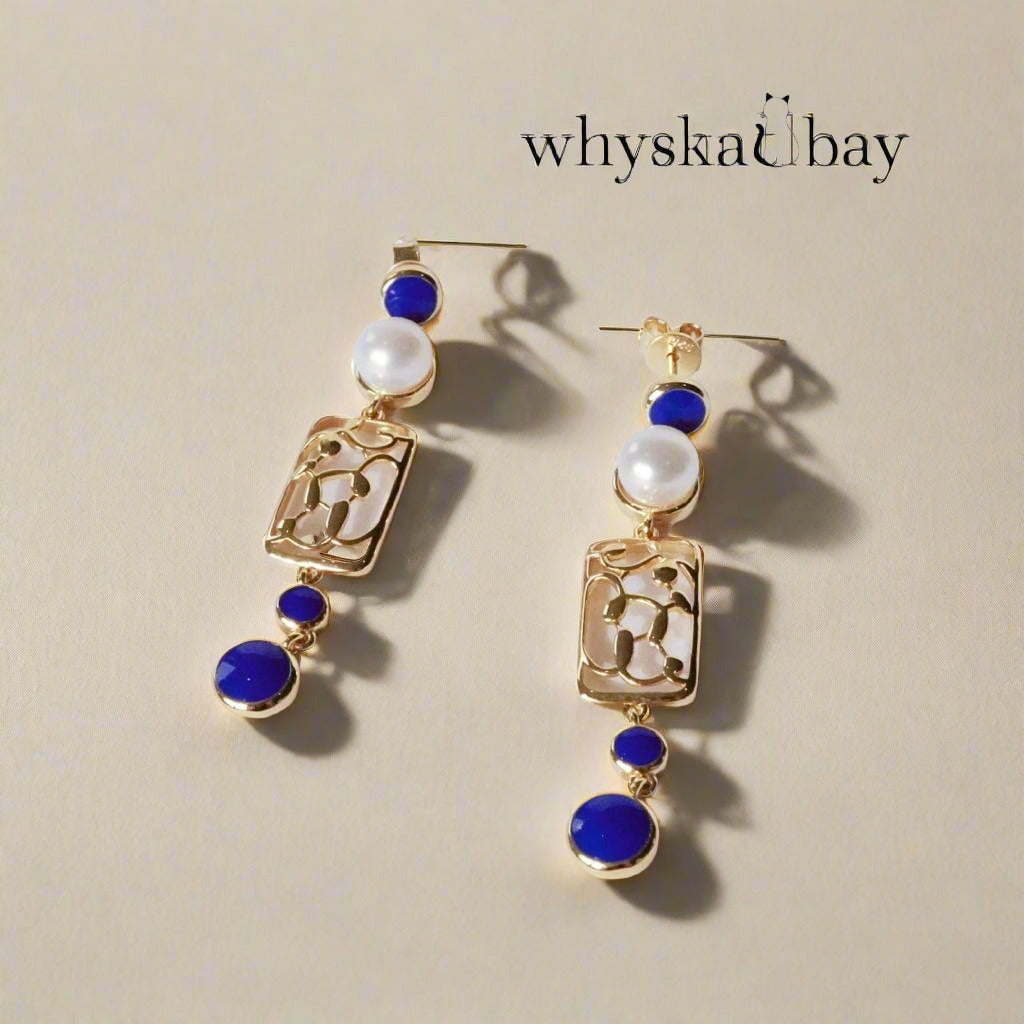 Paris Blue: Paris Window Earring • French Window Inspired Gold Earrings