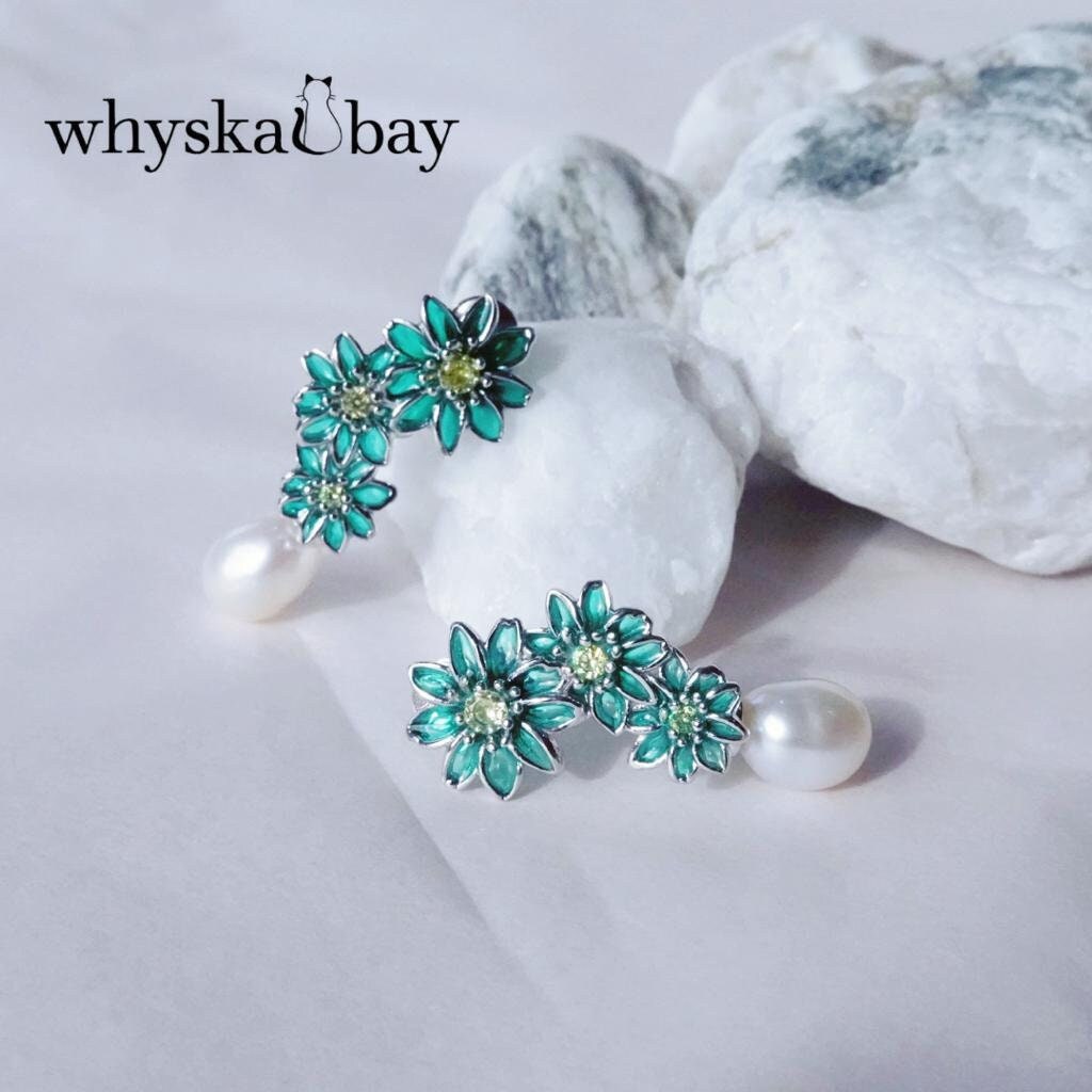 Spring Awakening: Enamel Daisy Topaz Earring