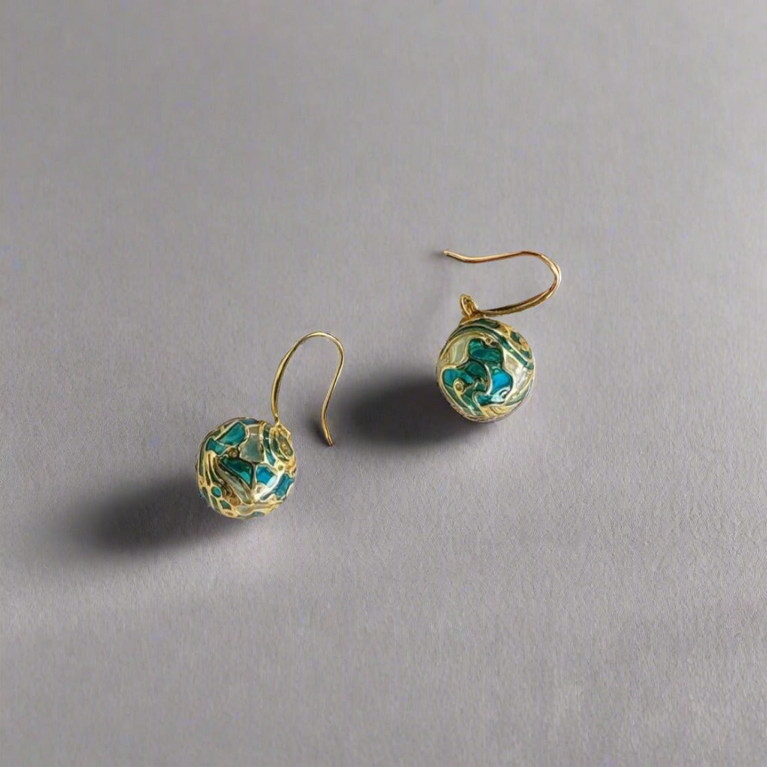 Tidal Wave: Blue Ball Enamel Earrings