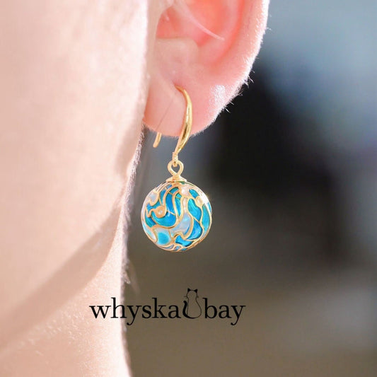 Tidal Wave: Blue Ball Enamel Earrings