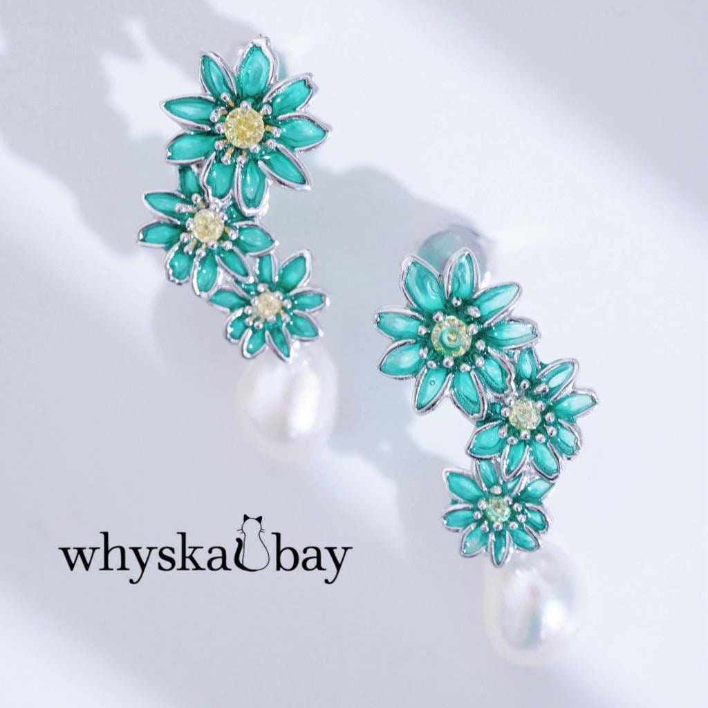 Spring Awakening: Enamel Daisy Topaz Earring