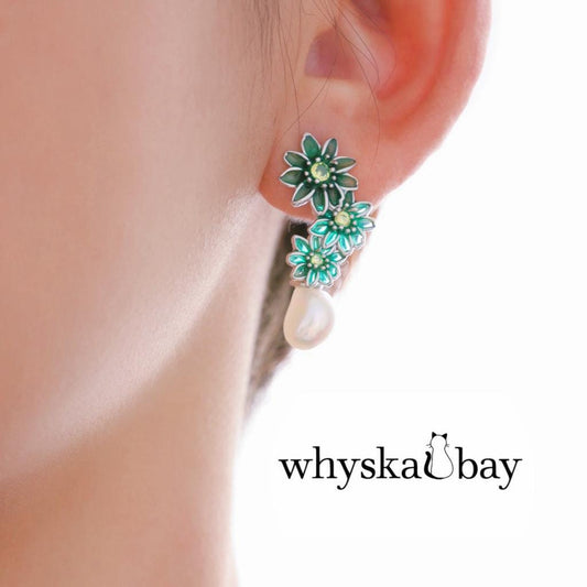 Spring Awakening: Enamel Daisy Topaz Earring