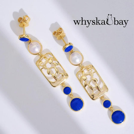 Paris Blue: Paris Window Earring • French Window Inspired Gold Earrings