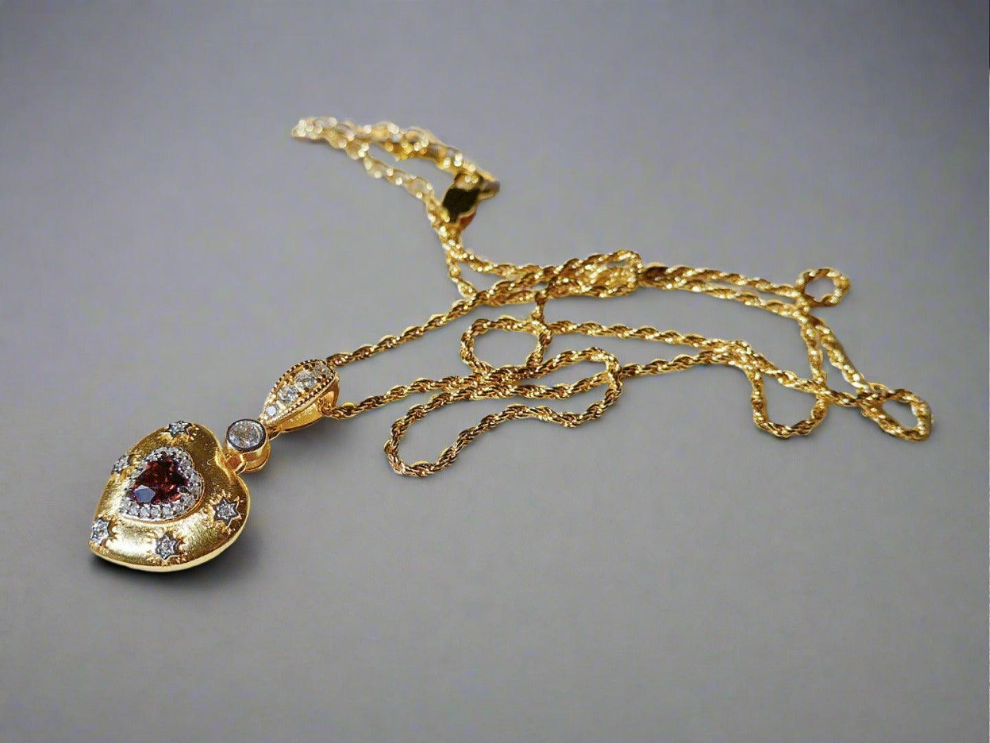 Timeless Love: Vintage Diamond & Garnet Heart Necklace