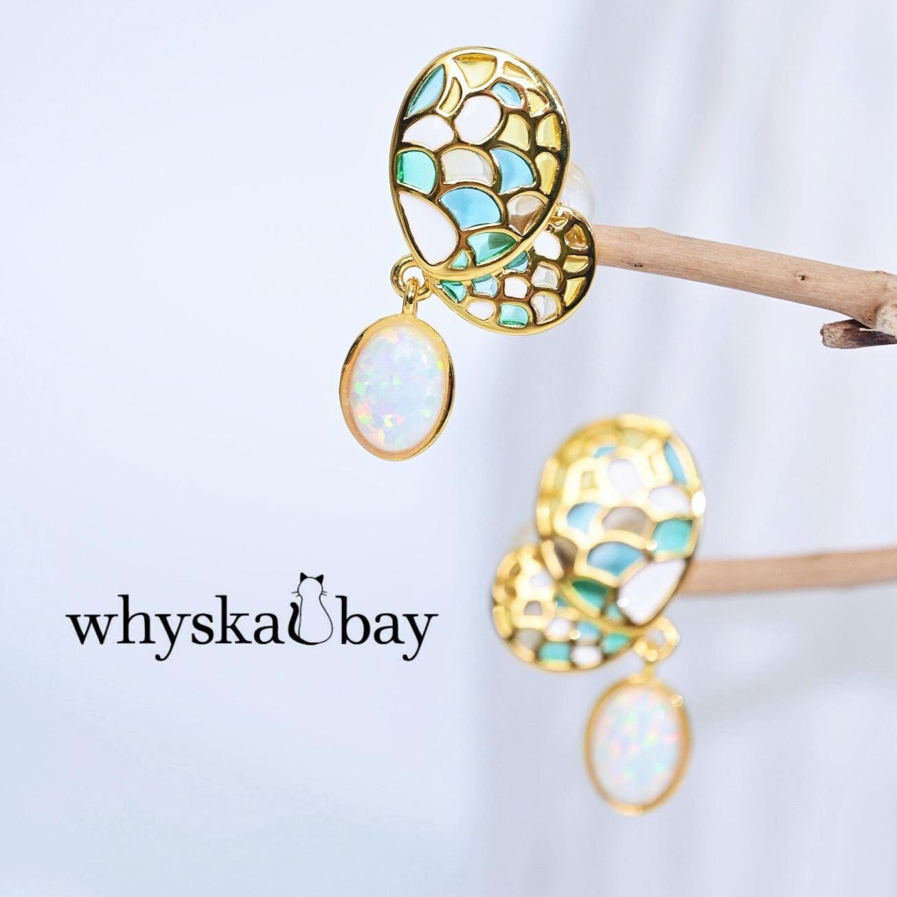 Glowing Wings: Opal Enamel Butterfly Earrings