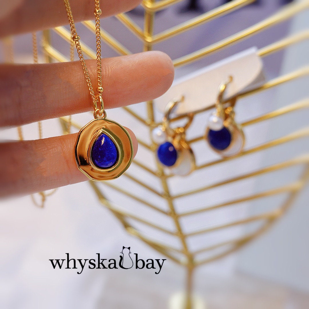 Ocean’s Drop: Elegant Pear-Shaped Lapis Necklace • Minimalist Boho Pendant • Perfect Anniversary Gift