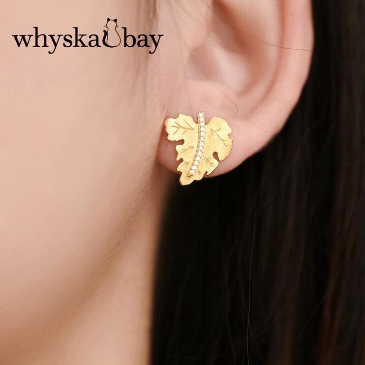 Autumn Embrace Gold Maple Leaf Earrings