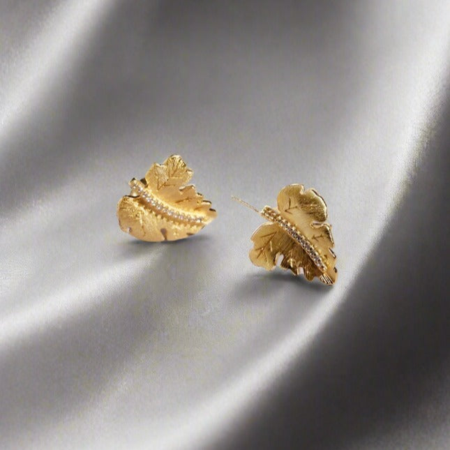 Autumn Embrace Gold Maple Leaf Earrings