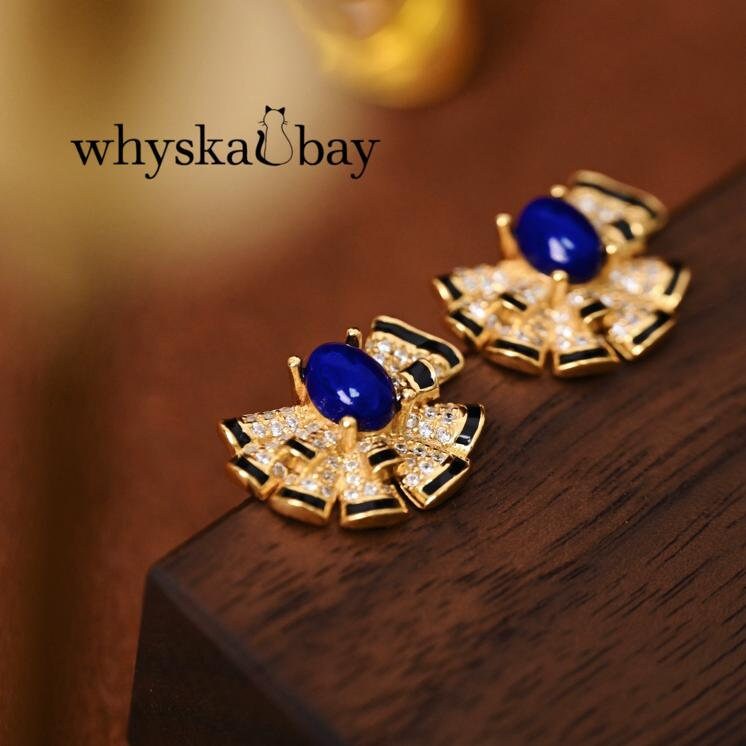 Blue Awaken: Art Deco Lapis Lazuli Earrings & 9th Anniversary Gift