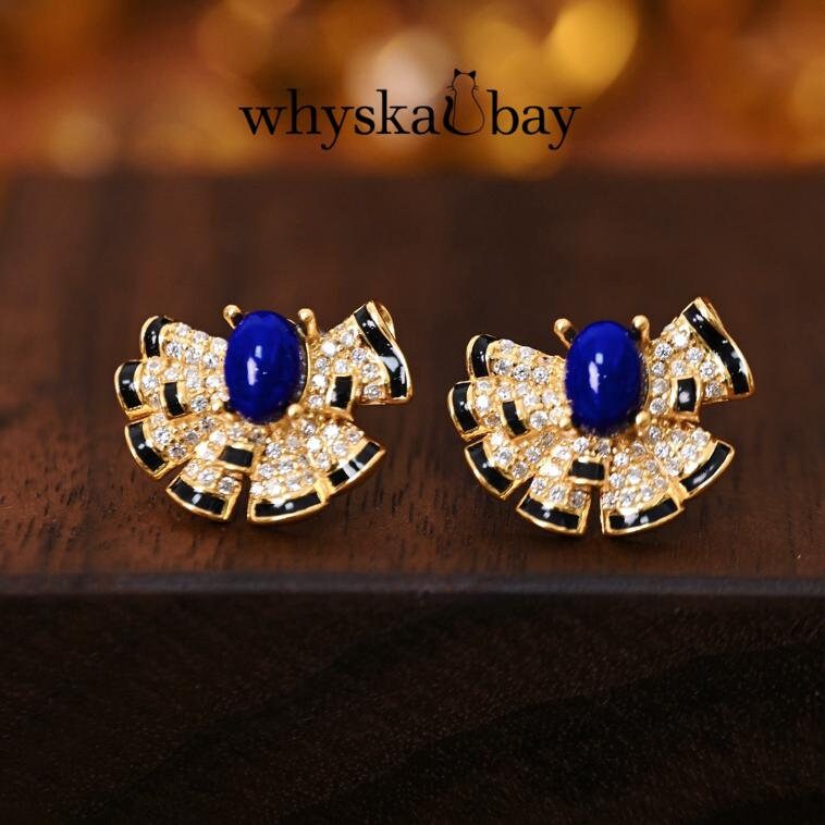 Blue Awaken: Art Deco Lapis Lazuli Earrings & 9th Anniversary Gift