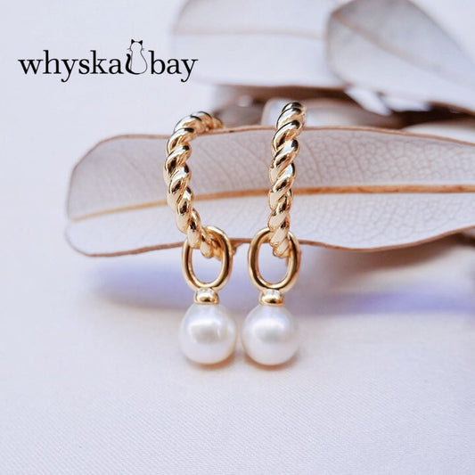 Luna Versa Hoops: Pearl Earrings Gold & Luxury Elegance Style