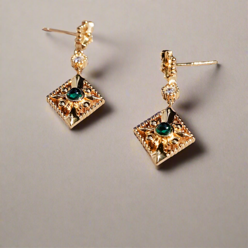 Cleopatra Emerald Earrings