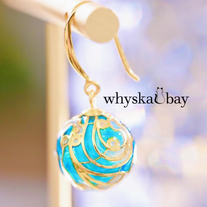 Tidal Wave: Blue Ball Enamel Earrings