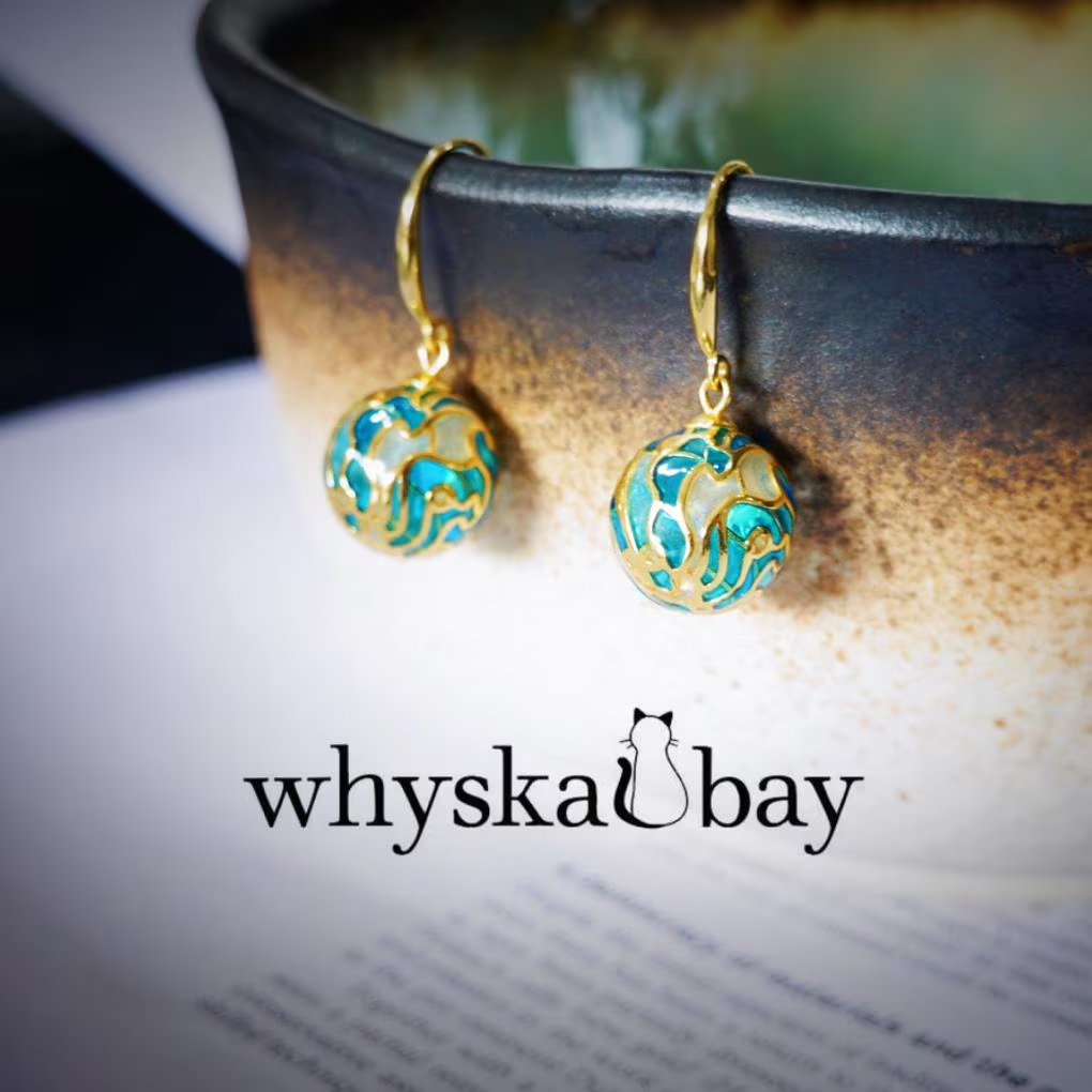 Tidal Wave: Blue Ball Enamel Earrings