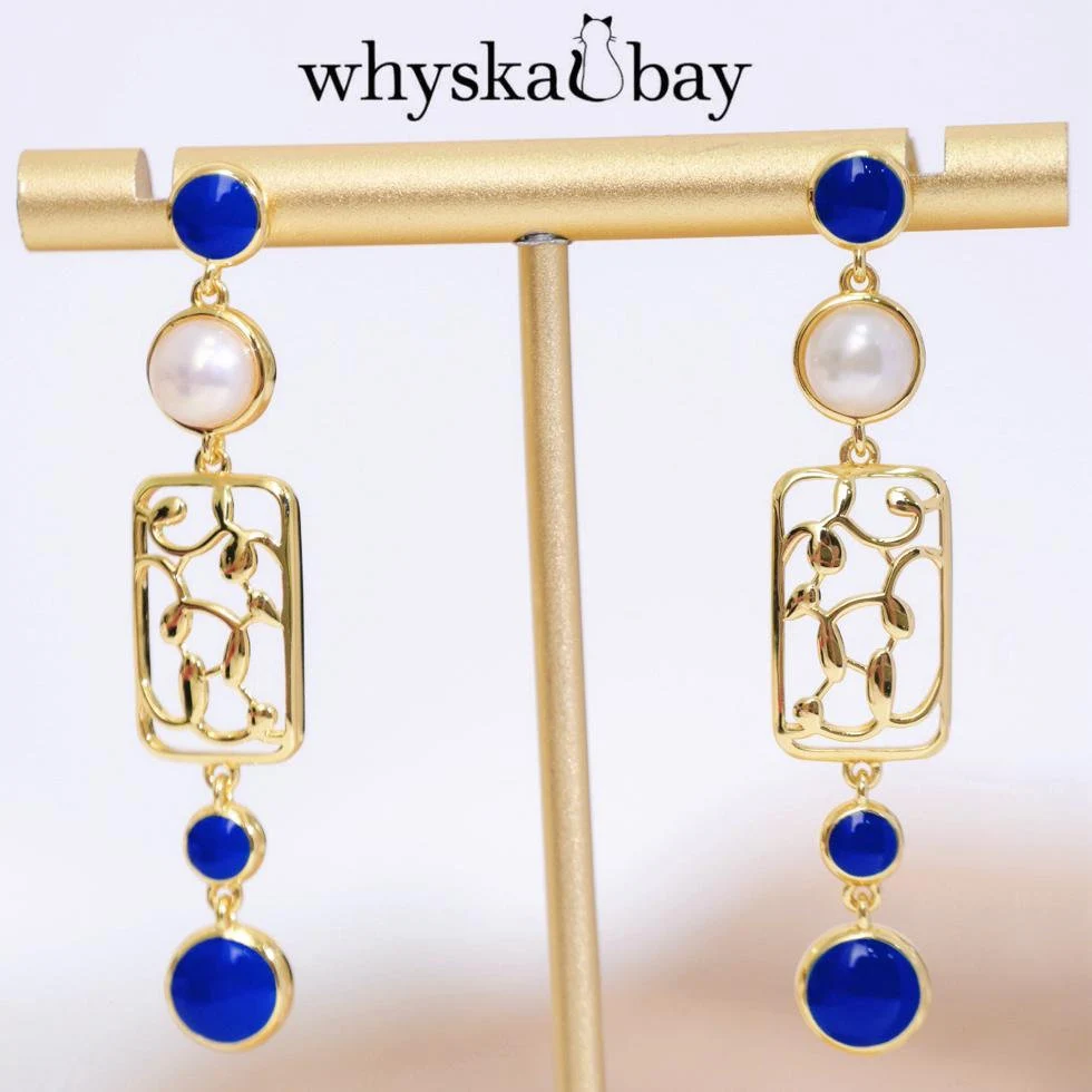 Paris Blue: Paris Window Earring • French Window Inspired Gold Earrings