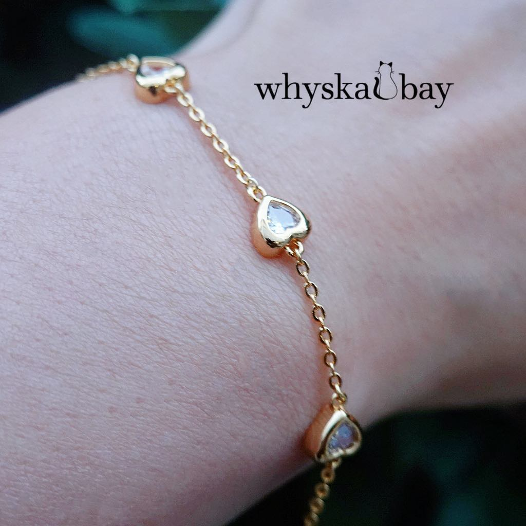 Crystal Heart Gold Bracelet: Love Bracelet & 18K Gold Plated