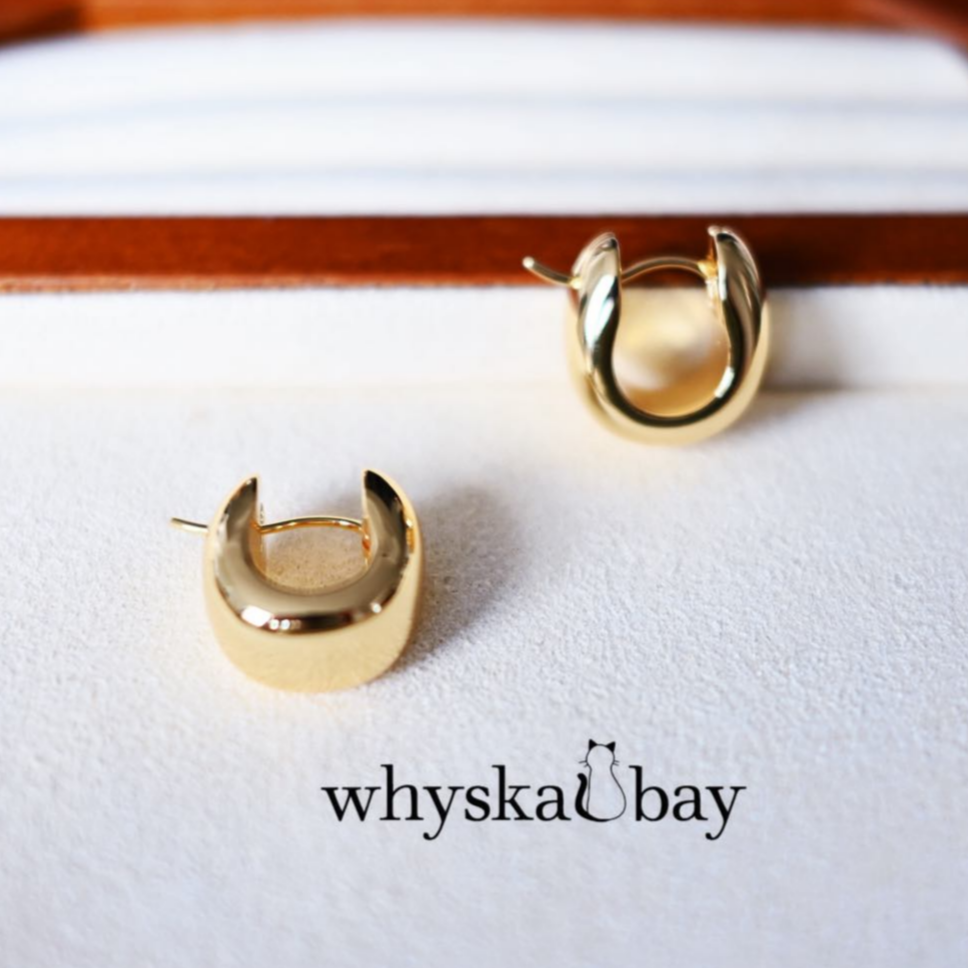 Bold Gold Oval Hoop Huggies: 24K Gold Plated