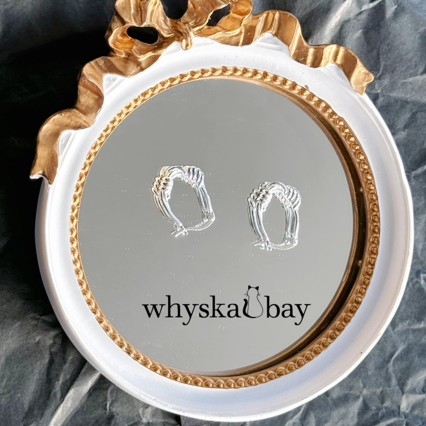 Mini Twist Silver Earrings: 18K White Gold Elegance