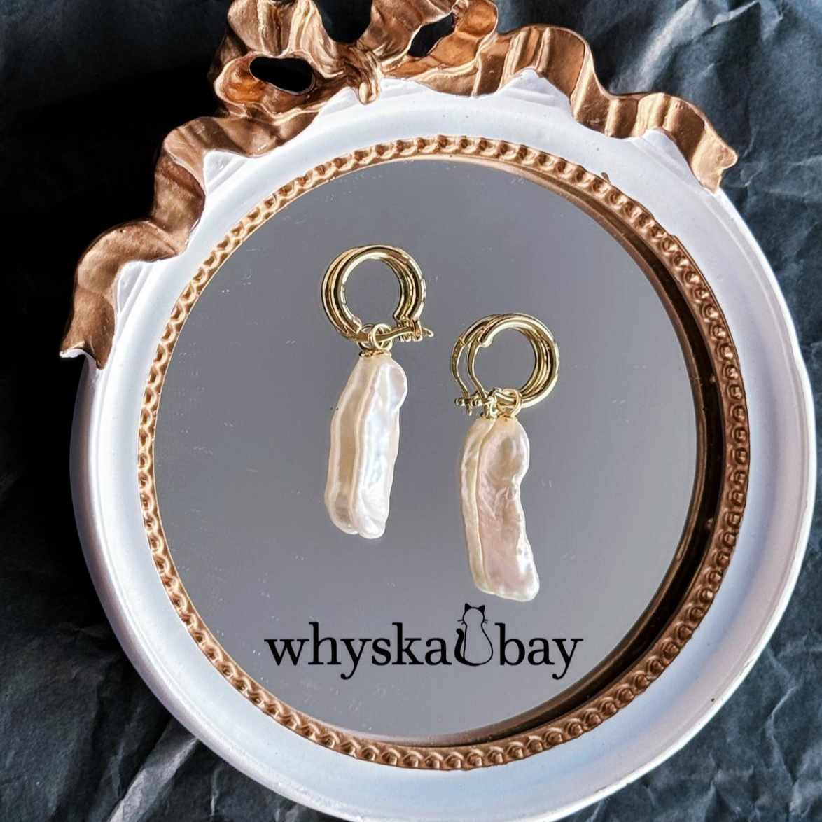 Long Drop Baroque Pearl Gold Earrings: Bridesmaid Gift